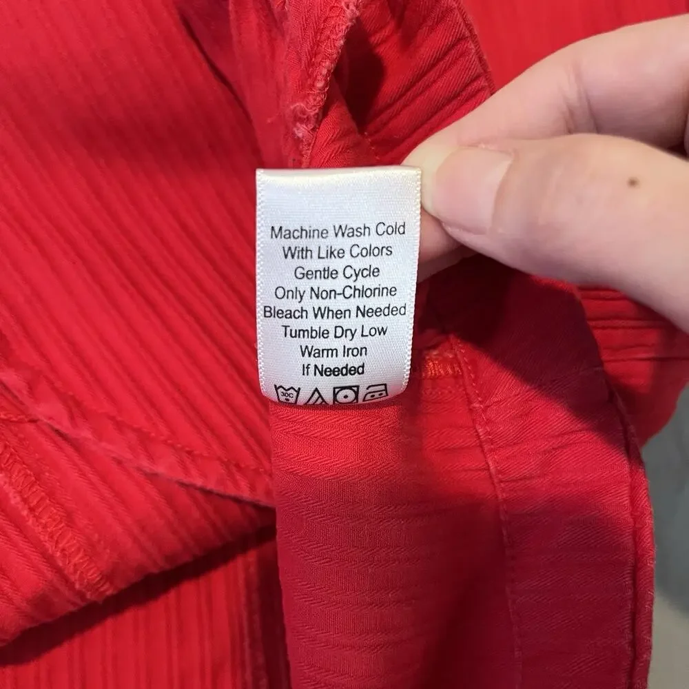 Coldwater Creek Denim Jacket Red Ribbed Women's 16 Button Front Stretch Western - Picture 10 of 10